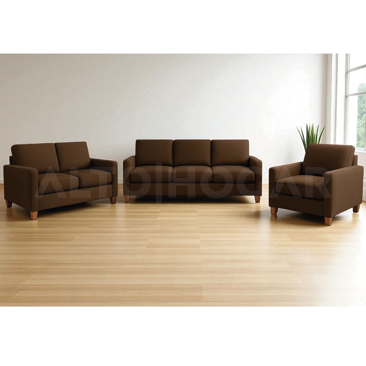 ALTO HOGAR - Juego de Sala 3 2 1 Emma Marrón - Tapiz Antifluido