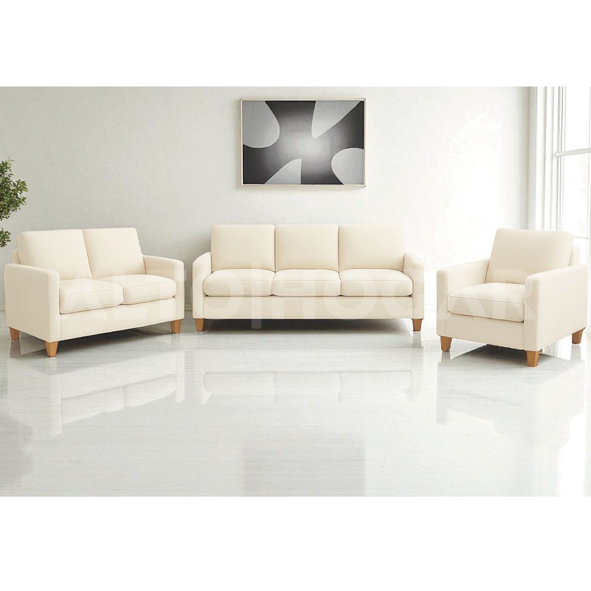 ALTO HOGAR - Juego de Sala 3 2 1 Emma Crema - Tapiz Antifluido