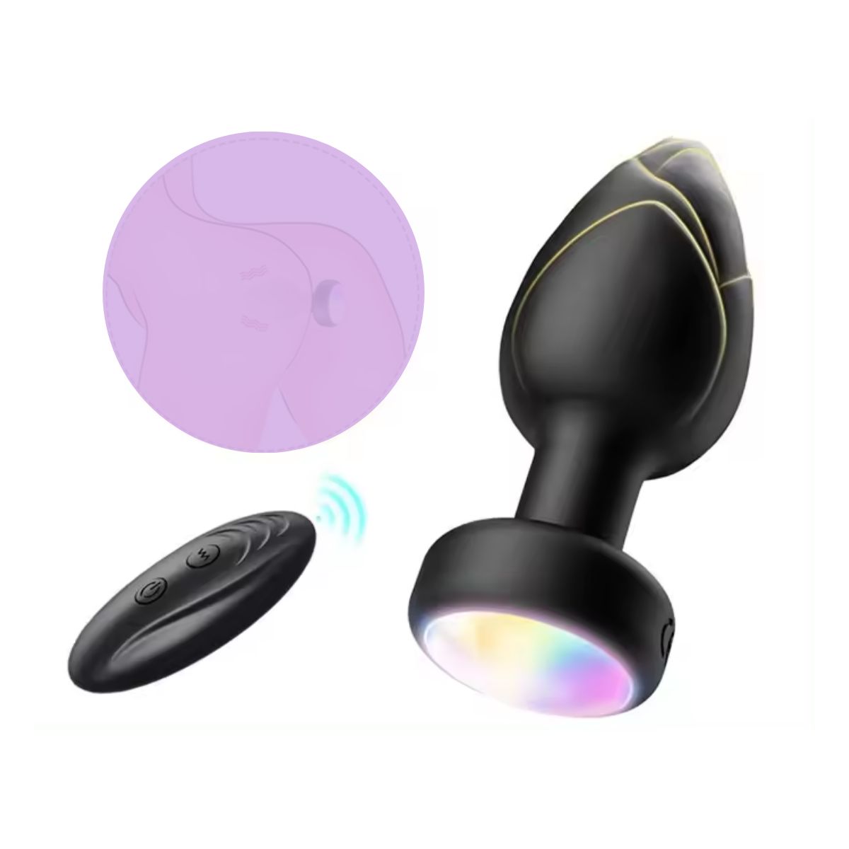 GENERICO - Plug de silicona con vibrador a control remoto - Negro