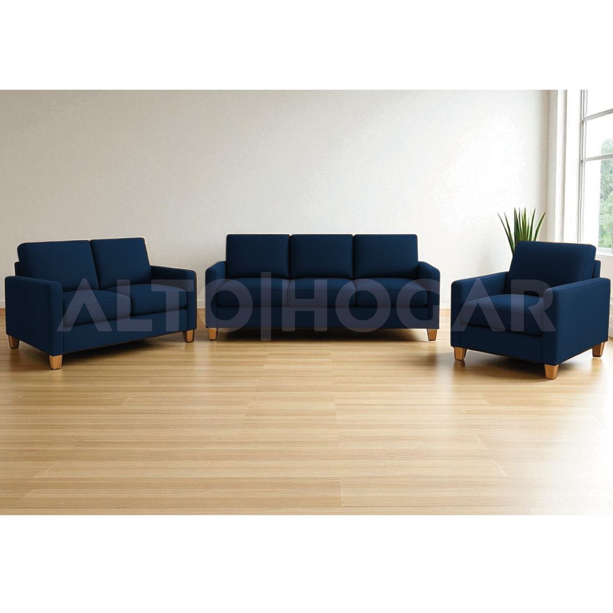 ALTO HOGAR - Juego de Sala 3 2 1 Emma Azul Cobalto - Tapiz Antifluido