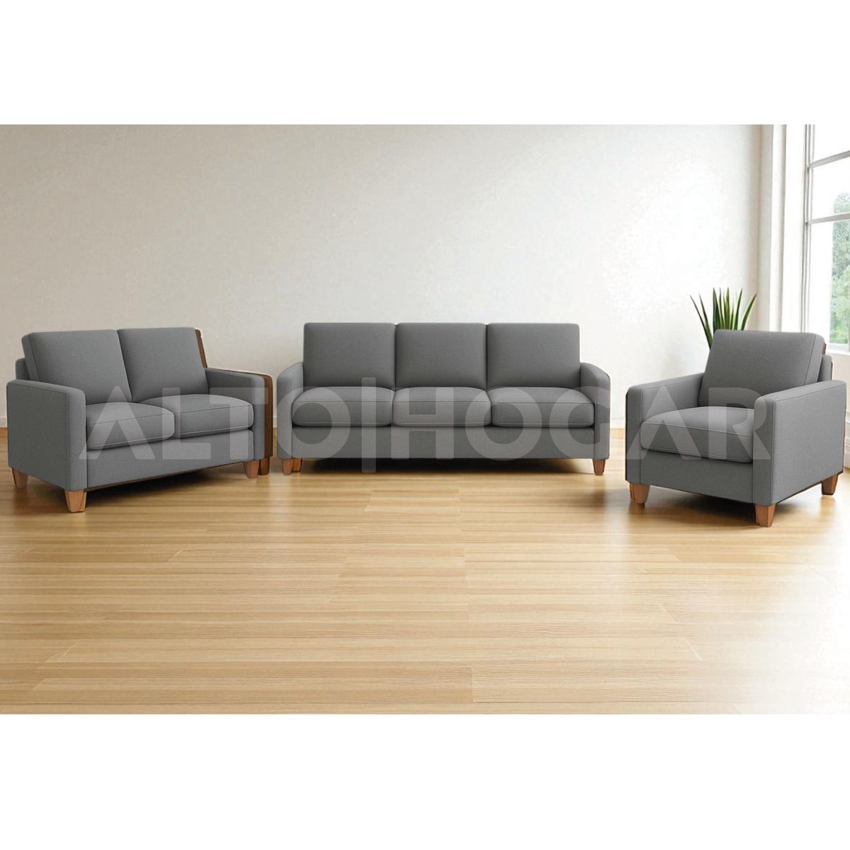 ALTO HOGAR - Juego de Sala 3 2 1 Emma Gris Oscuro - Tapiz Antifluido