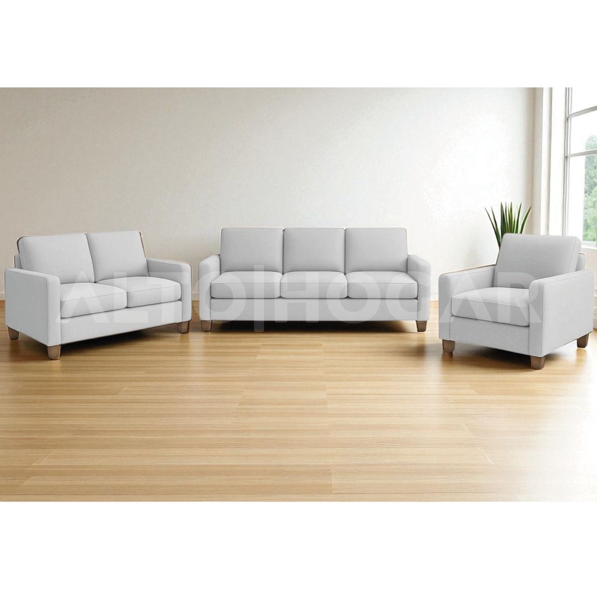 ALTO HOGAR - Juego de Sala 3 2 1 Emma Gris Claro - Tapiz Antifluido