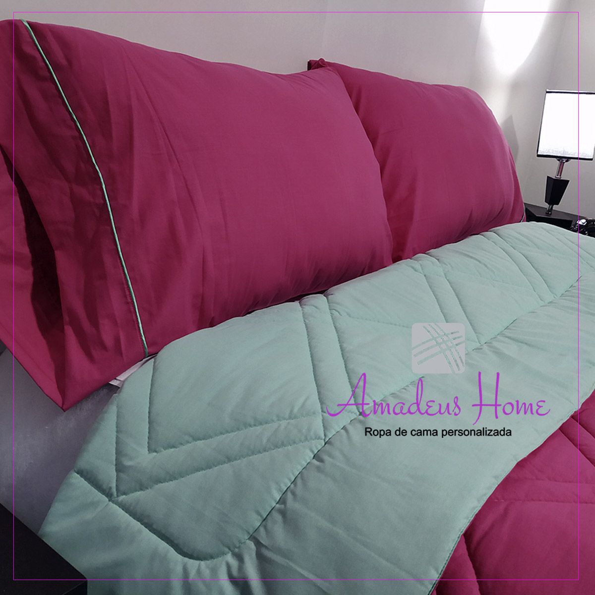 AMADEUS HOME - Juego Edredón Reversible para cama plaza y media ¡Algodón Peruano