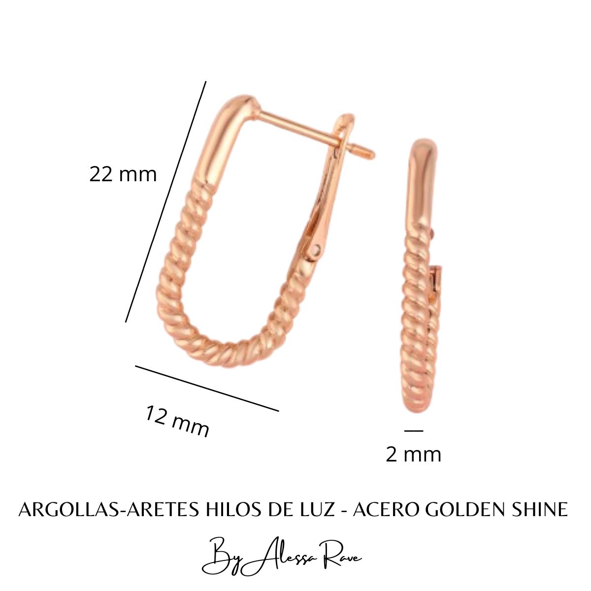 GENERICO - ARGOLLAS-ARETES HILOS DE LUZ - ACERO GOLDEN SHINE