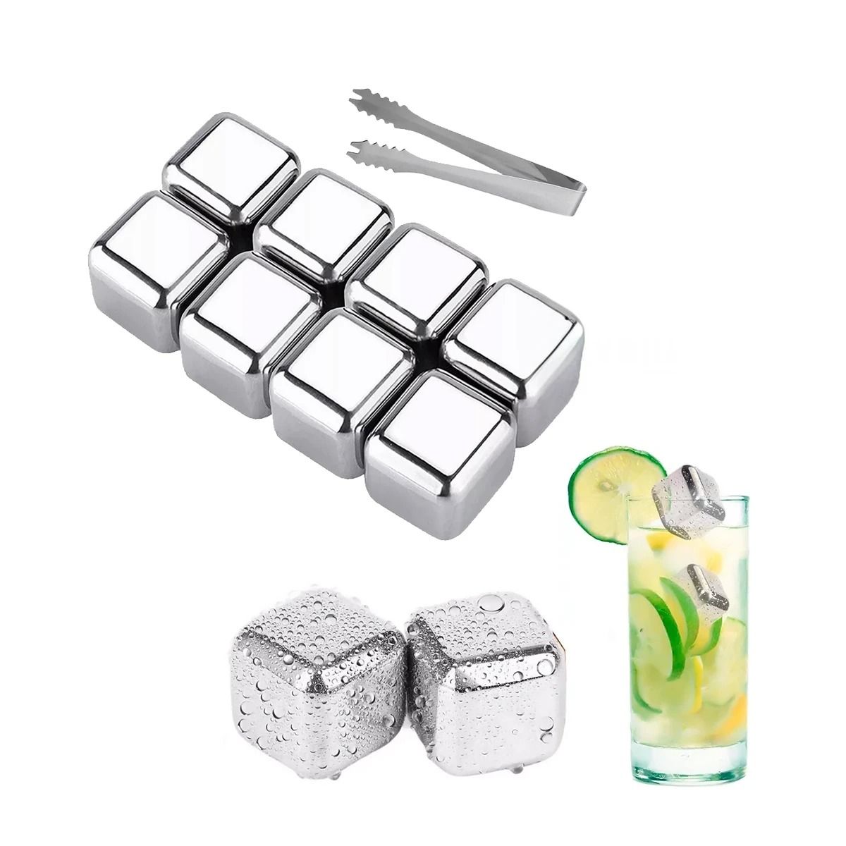 GENERICO - Set Elegante de Cubos de Hielo con Pinza para Bebidas