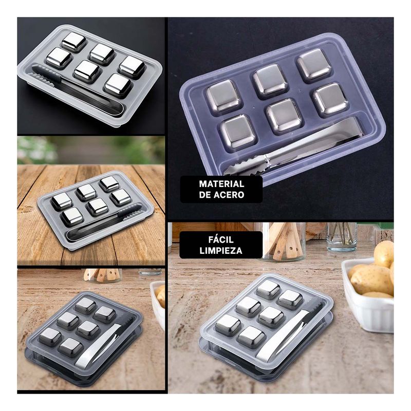 GENERICO - Pack4 Set de Baldes Hielo y Pinza Plateado Y+Regalo Stickers