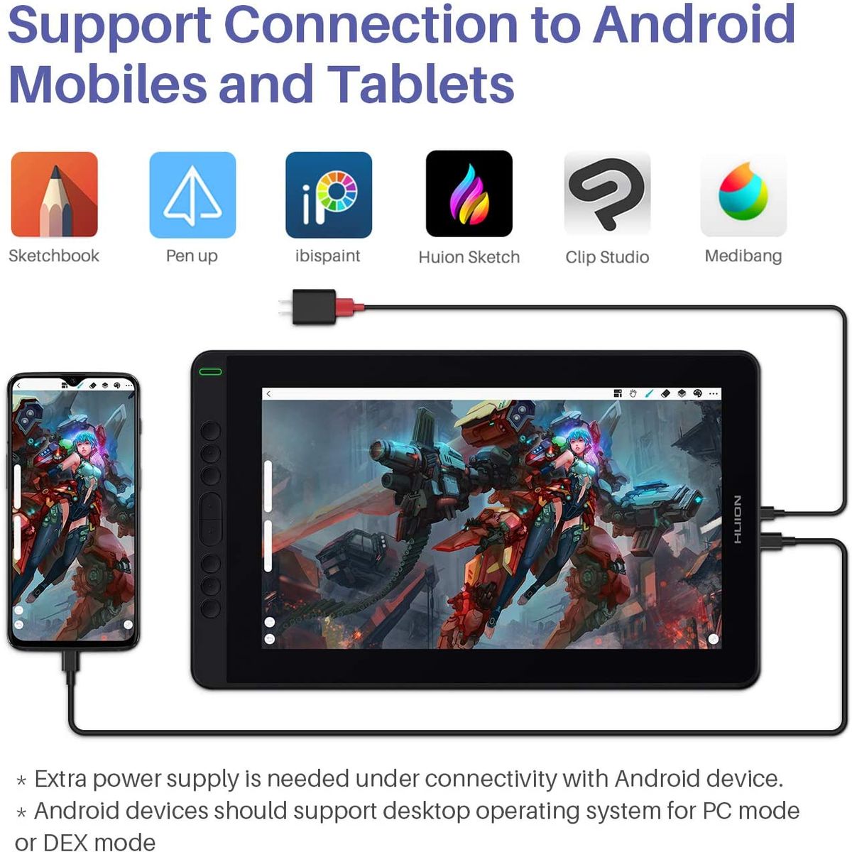 HUION - HUION Kamvas 13 Tableta Graficacon Pantalla Púrpura