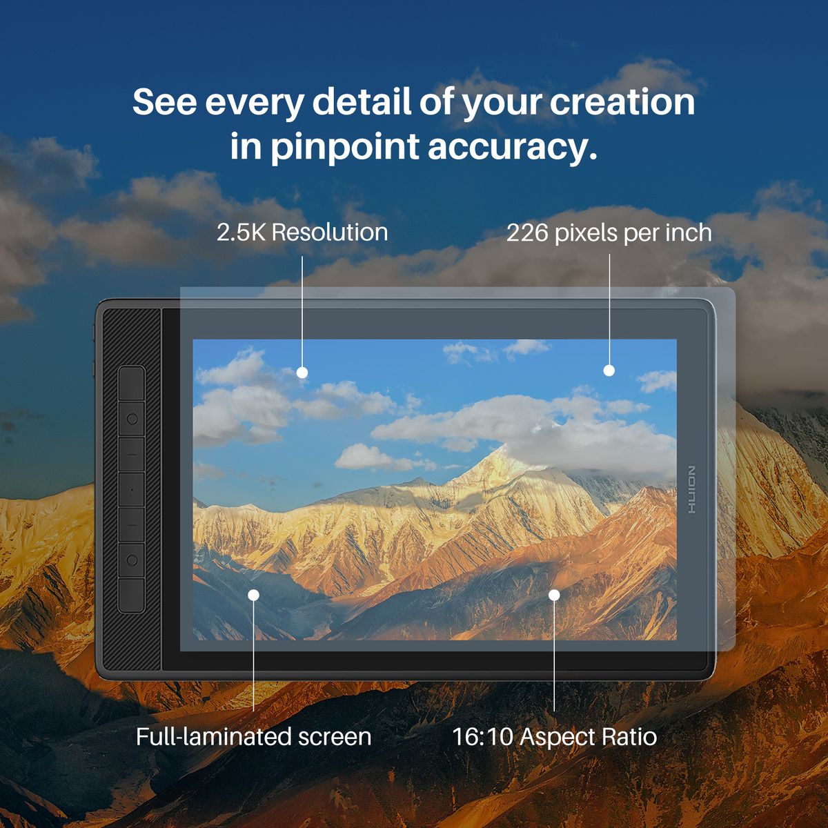 HUION - HUION Kamvas Pro 13 2.5K QHD Tableta Gráfica con Pantalla 145% sRGB