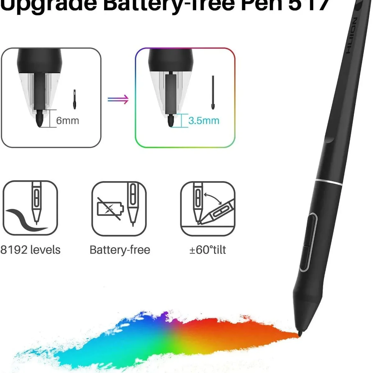 HUION - HUION Kamvas 16 Tableta Gráfica con Pantalla con Soporte