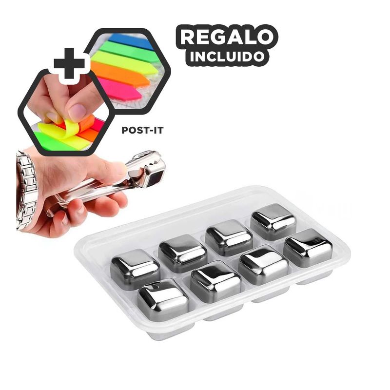 GENERICO - Dados de Enfriar Refresco en Plateado Y+Post-it Adhesivos