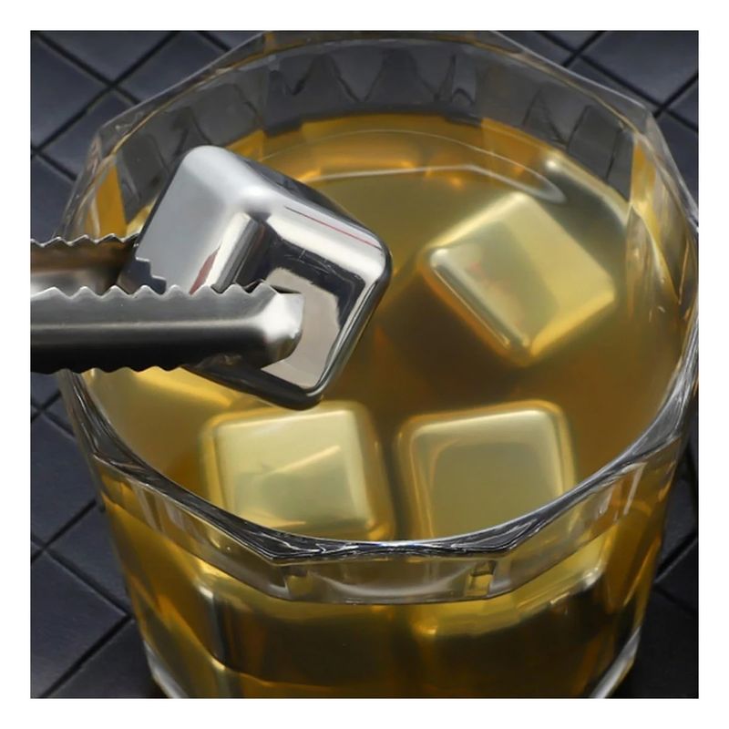 GENERICO - Pack6 Dados de Enfriar Refresco y Utensilio en Plateado