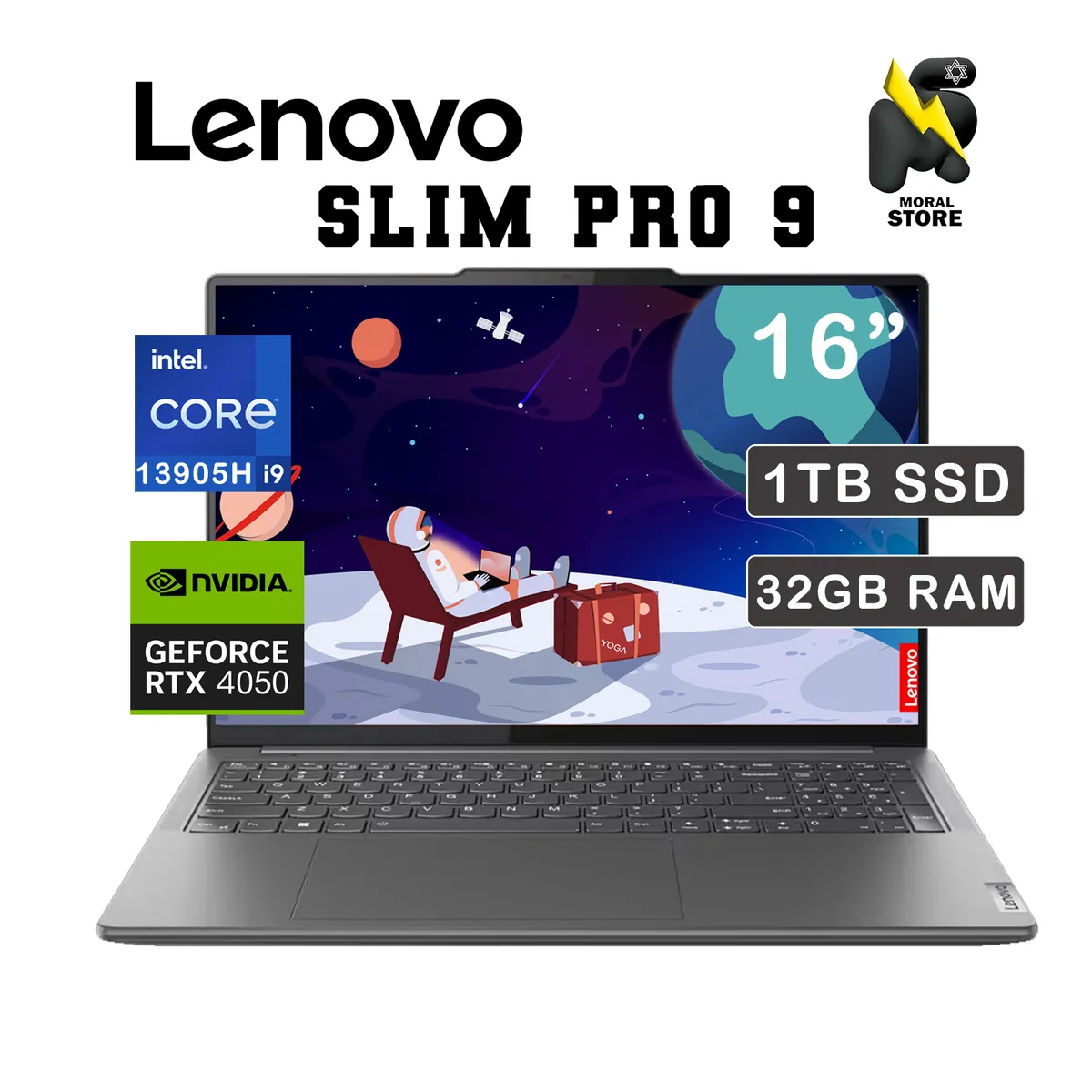 LENOVO - LAPTOP LENOVO SLIM PRO 9 / INTEL CORE i9 - 13905H/ 32  GB RAM/ 1 TB  SSD/ RTX4050  6GB/ 16  LED TÁCTIL