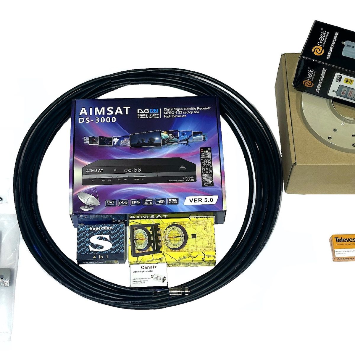 RST - KIT ANTENA PARABOLICA 180cm + DECO SATELITAL  + LNBs BANDA C/KU