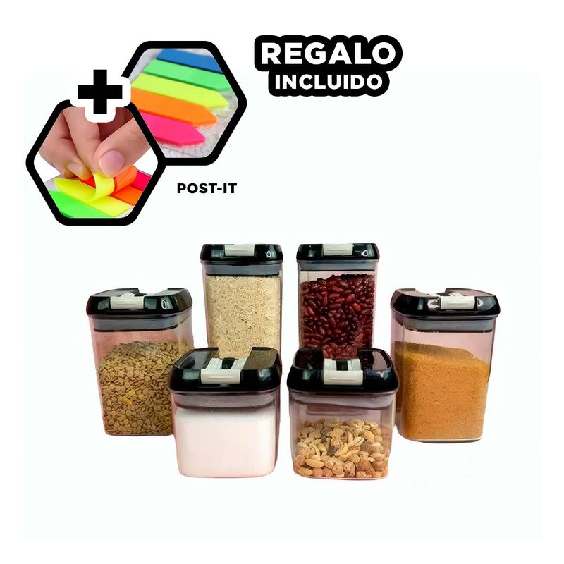 GENERICO - Envases para Menestras Tapa Negra Y+Post-it Adhesivos
