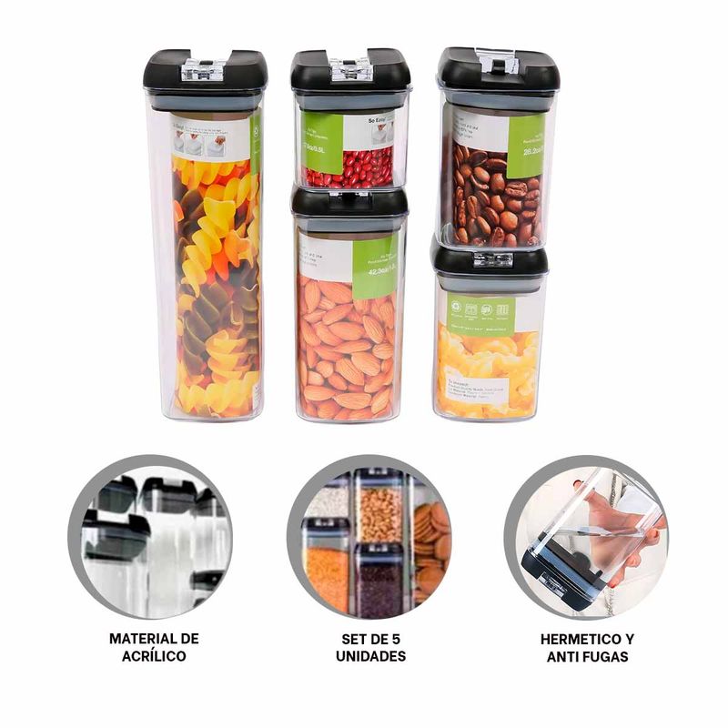 GENERICO - Pack4 Envases para Guardar Frutos Secos Set de 5