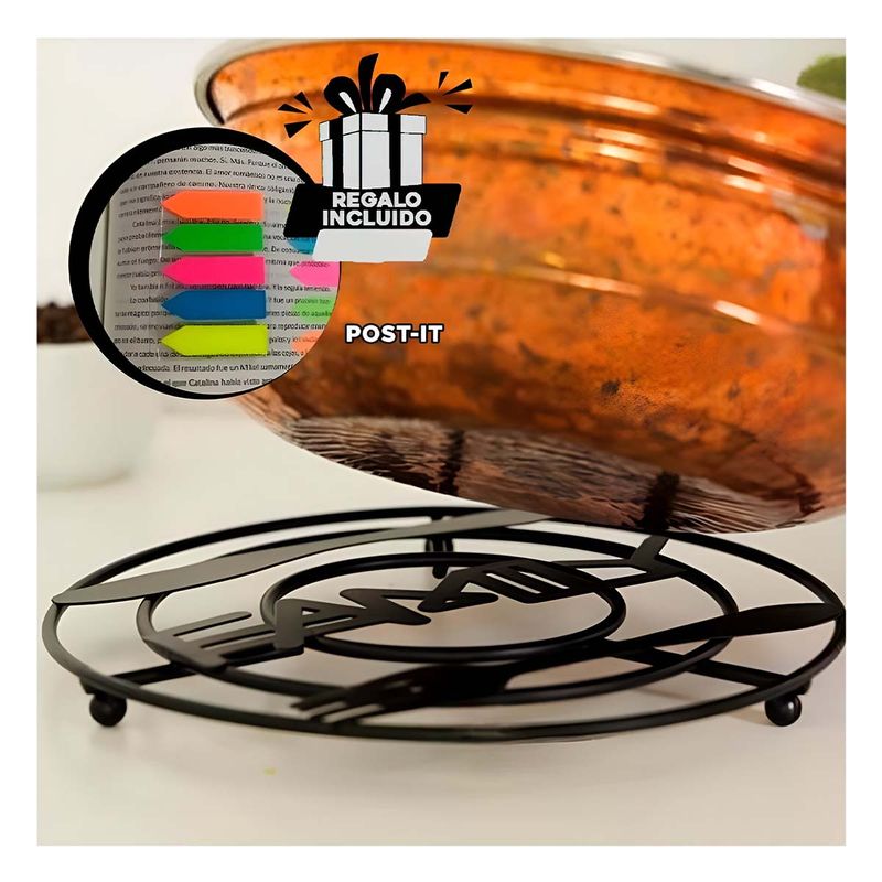 GENERICO - Pack6 Posa Ollas Metalico Optimo Y+Banderitas Adhesivas