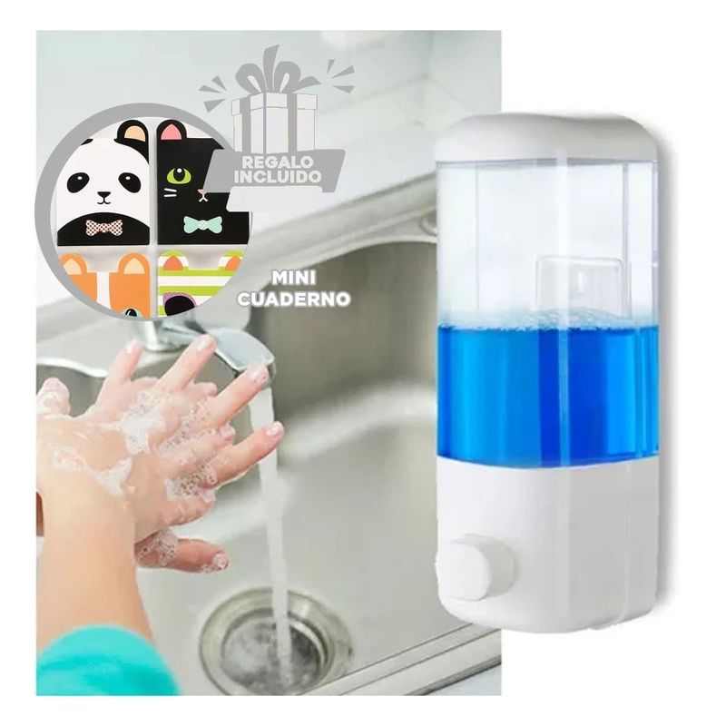 GENERICO - Dispensador de Jabon para Pared en Blanco Y+Regalo Agendita