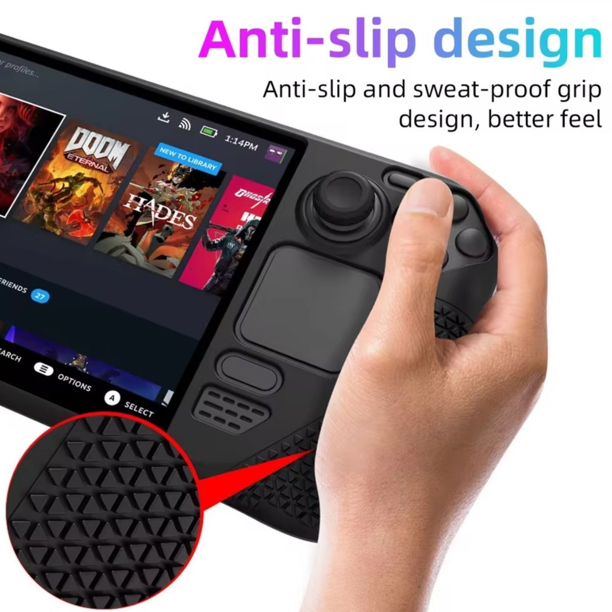 GENERICO - Protector Funda Estuche Para Steam Deck OLED de silicona - NEGRO