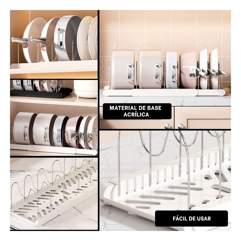 RYBIU IMPORT - Soporte Organizador de Ollas y Sartenes Ovalada en Blanco