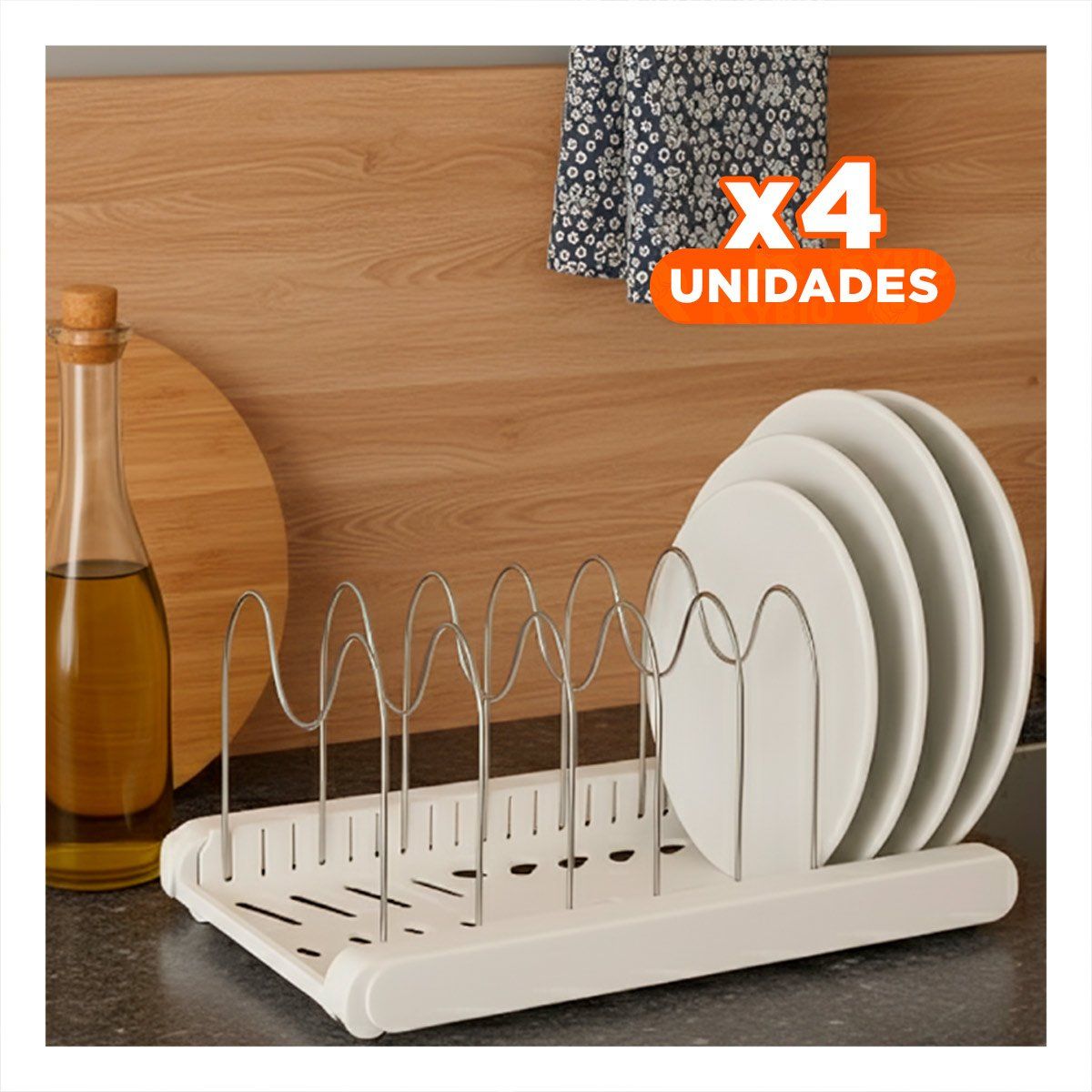 RYBIU IMPORT - Pack4 Organizador Cocina Ovalada Blanco Y+Regalo Stickers