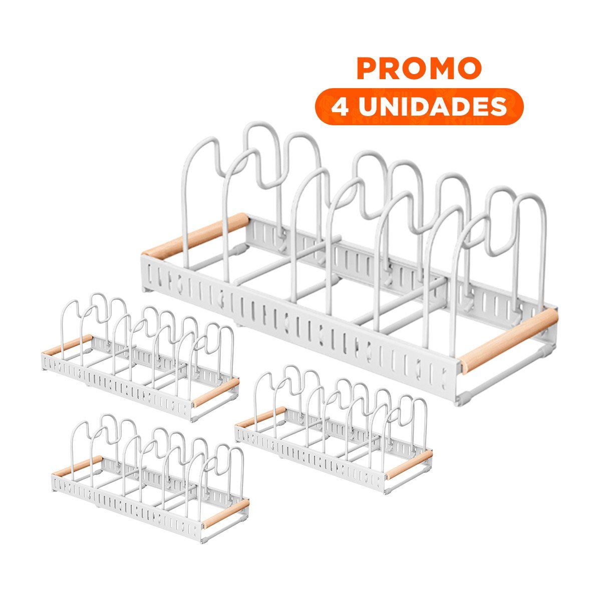 RYBIU IMPORT - Pack4 Estante Ajustable para Cocina con Borde de Madera
