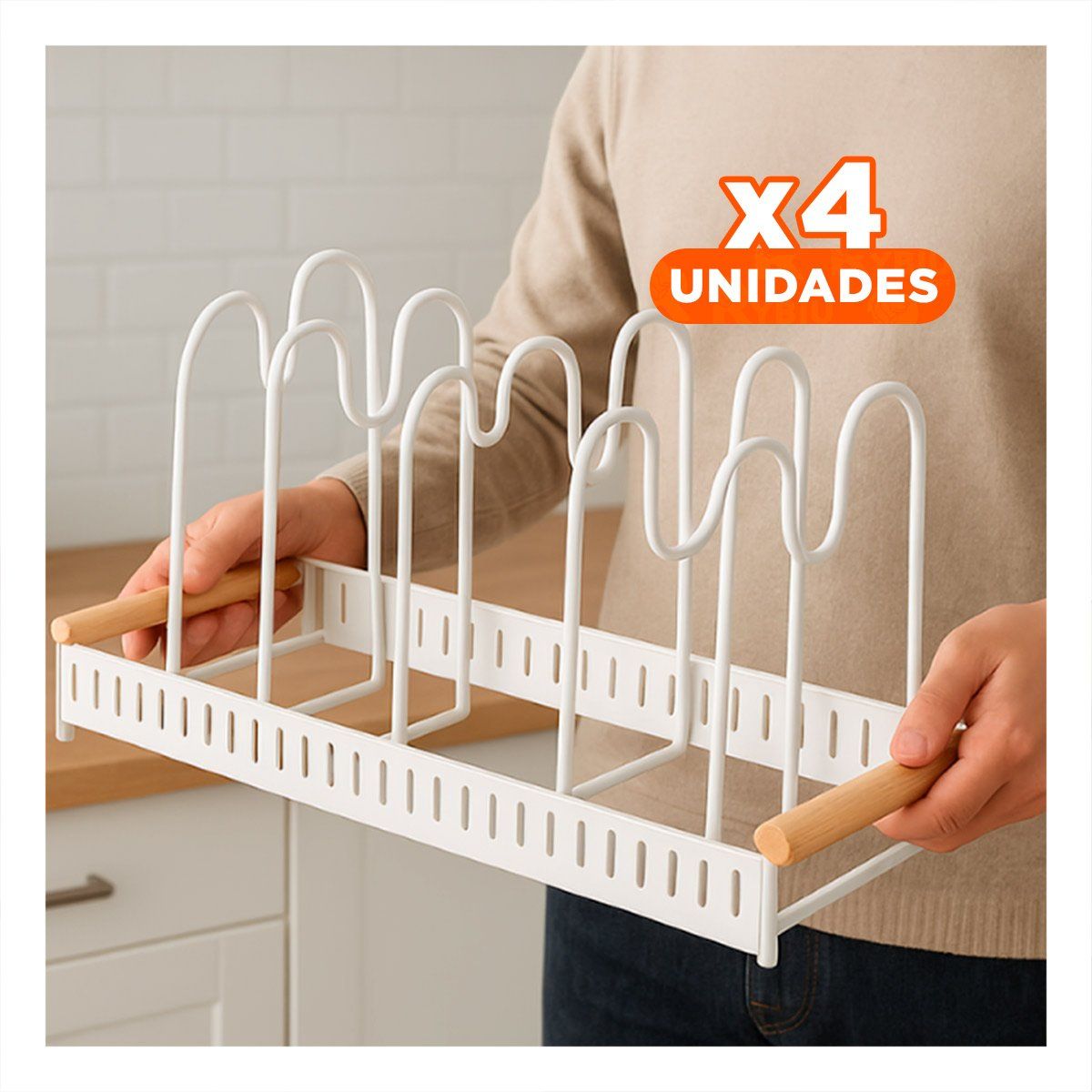 RYBIU IMPORT - Pack4 Estante de Cocina con Borde en Blanc Y+Regalo Stickers