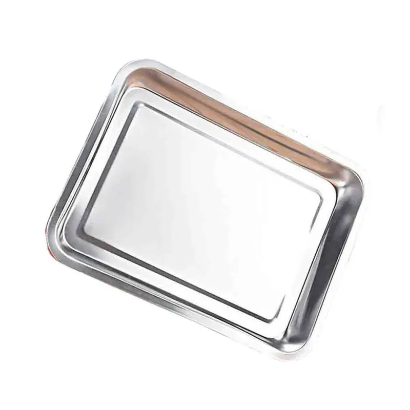 GENERICO - Bandeja Rectangular de Acero 32x22x2cm en Plateado