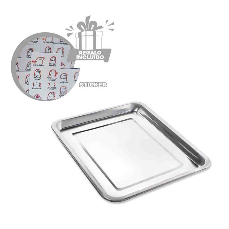 GENERICO - Pack2 Bandeja Rectangular de Acero 32x22x2cm en Plateado