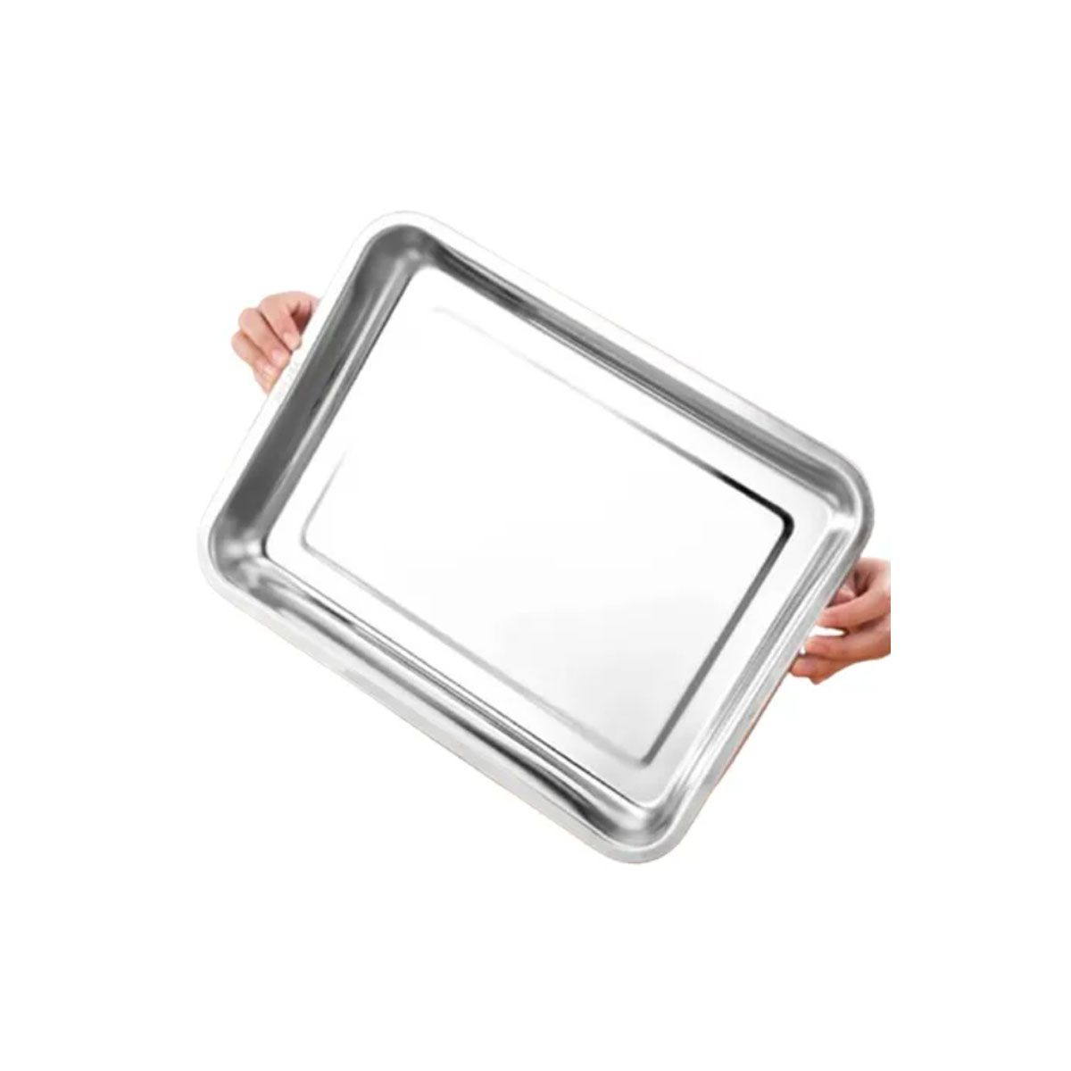 GENERICO - Bandeja Rectangular de Acero 36x27x2cm en Plateado