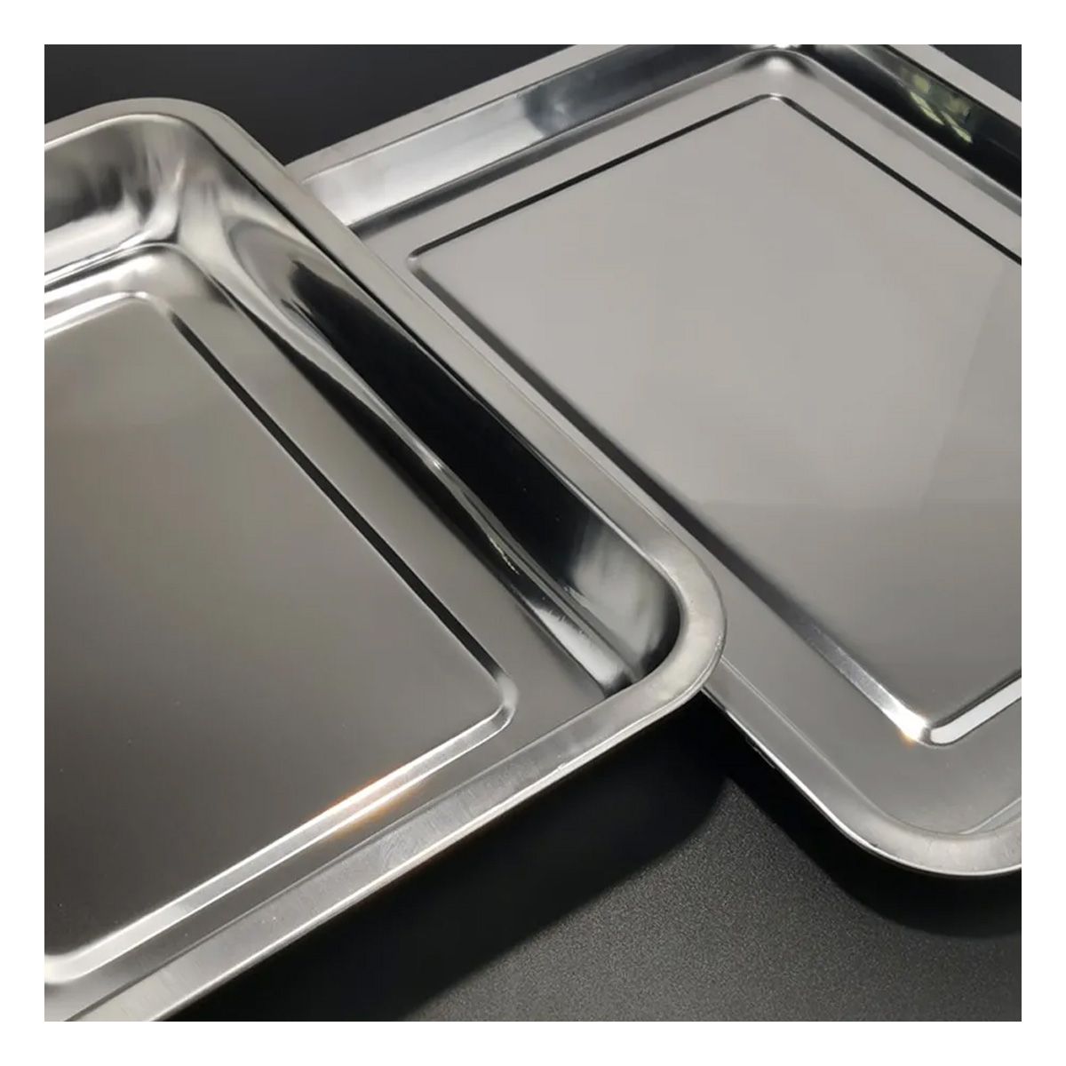 GENERICO - Pack4 Fuente Elegante de Acero 40x30x2cm en Plateado