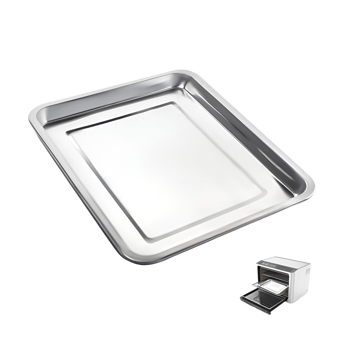 GENERICO - Pack4 Fuente Elegante de Acero 40x30x2cm en Plateado