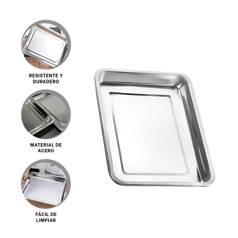 GENERICO - Pack12 Bandeja Funcional para Bocaditos 40x30x2cm Plateado