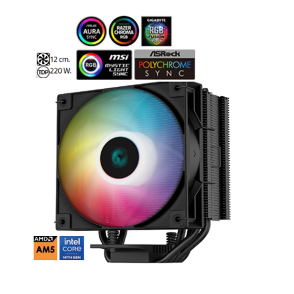 DEEPCOOL - Disipador Por Aire AG400BK ARGB 12 cm.220 W Altura: 150mm DEEPCOOL