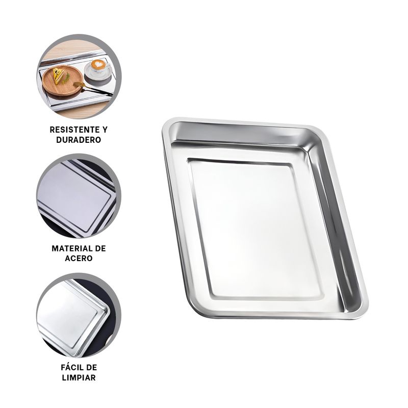 GENERICO - Pack12 Bandeja Funcional para Bocaditos 45x35x2cm Plateado
