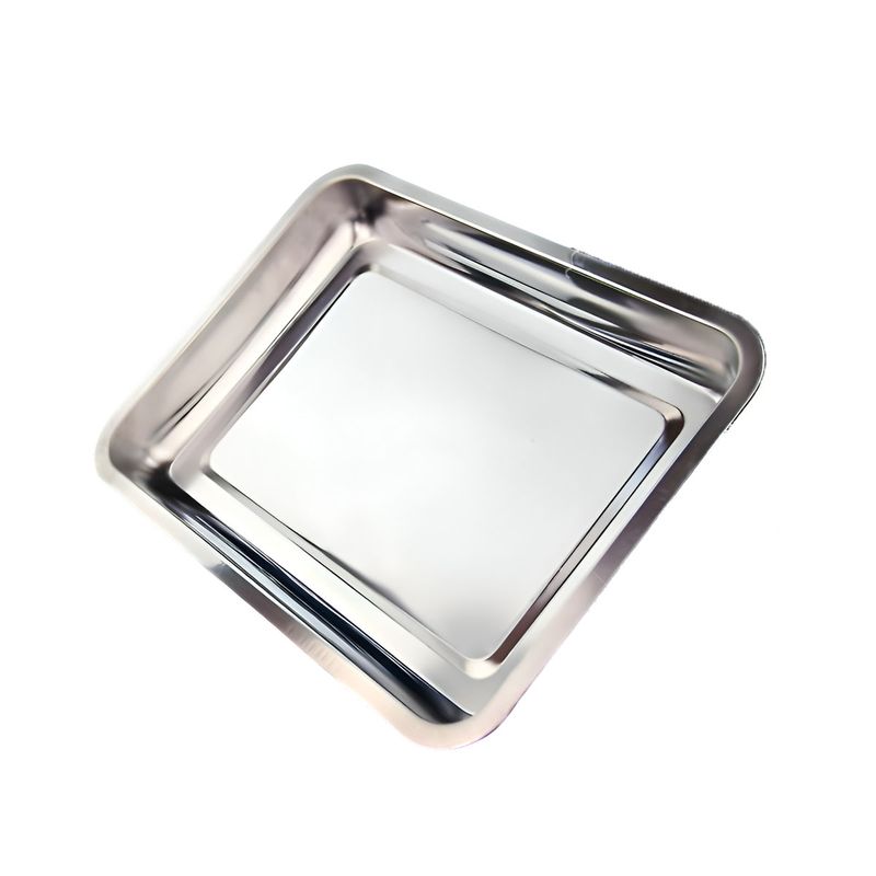 GENERICO - Bandeja Rectangular de Acero 50x35x2cm en Plateado