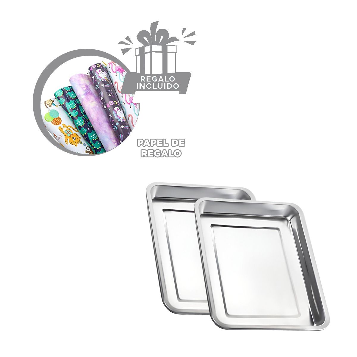 GENERICO - Pack12 Fuente Rectangular en 50x35x2cm Y+Papel de Regalo