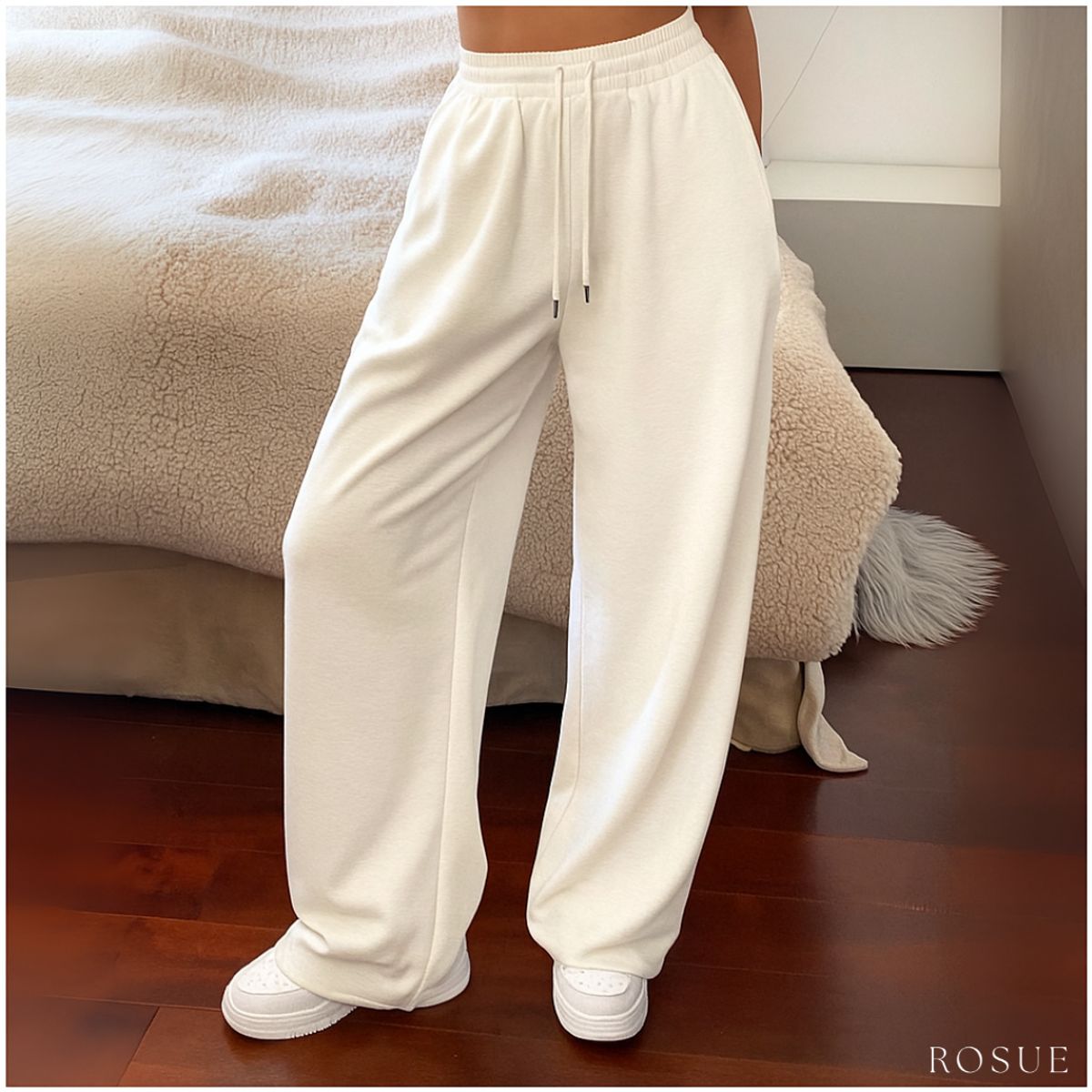 ROSUE - Buzo Pantalón con Bolsillos de Franela Mujer