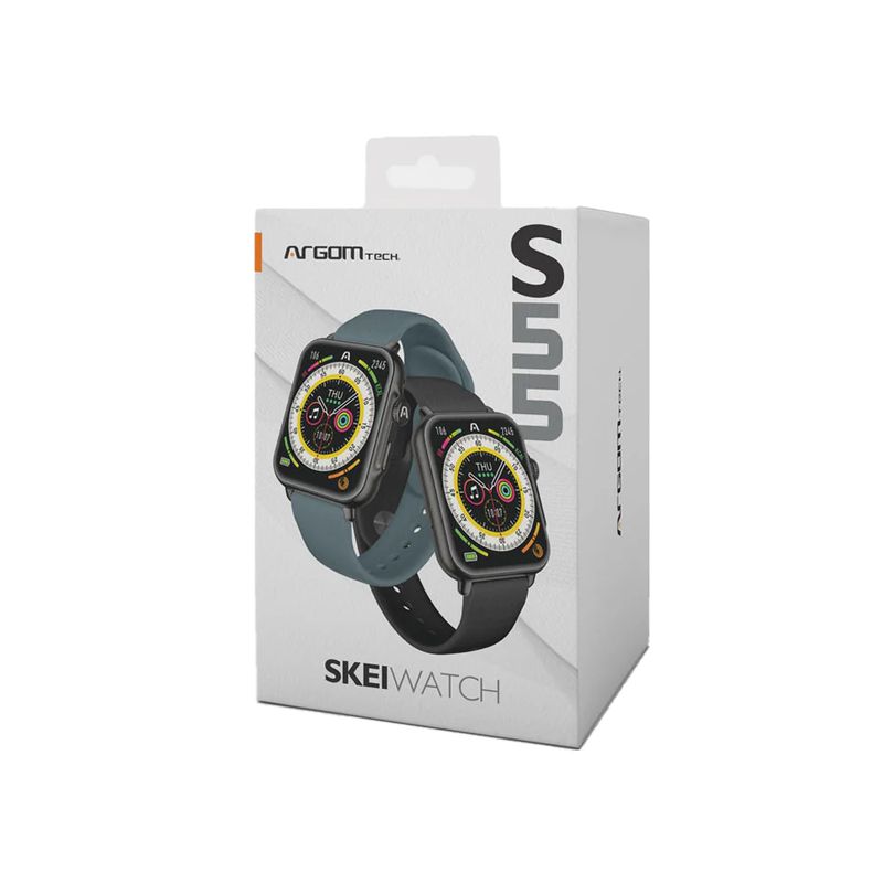 ARGOMTECH - Reloj Inteligente Argomtech Skei Watch S55Bk - 2 Correas, Diseño Moderno Y Funcionalidad A