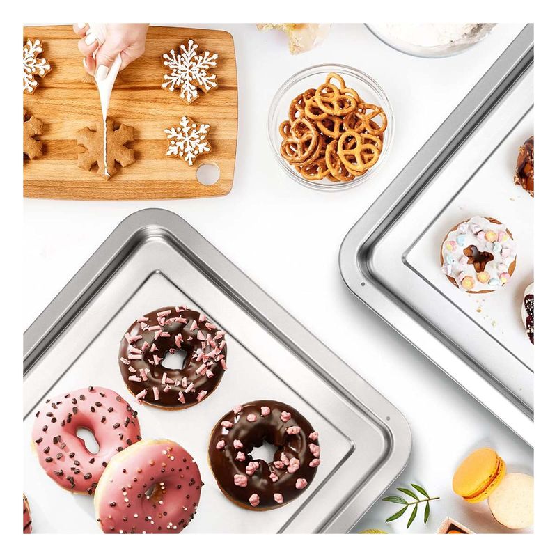 GENERICO - Pack6 Azafate con Borde Liso 60x40x2cm en Plateado