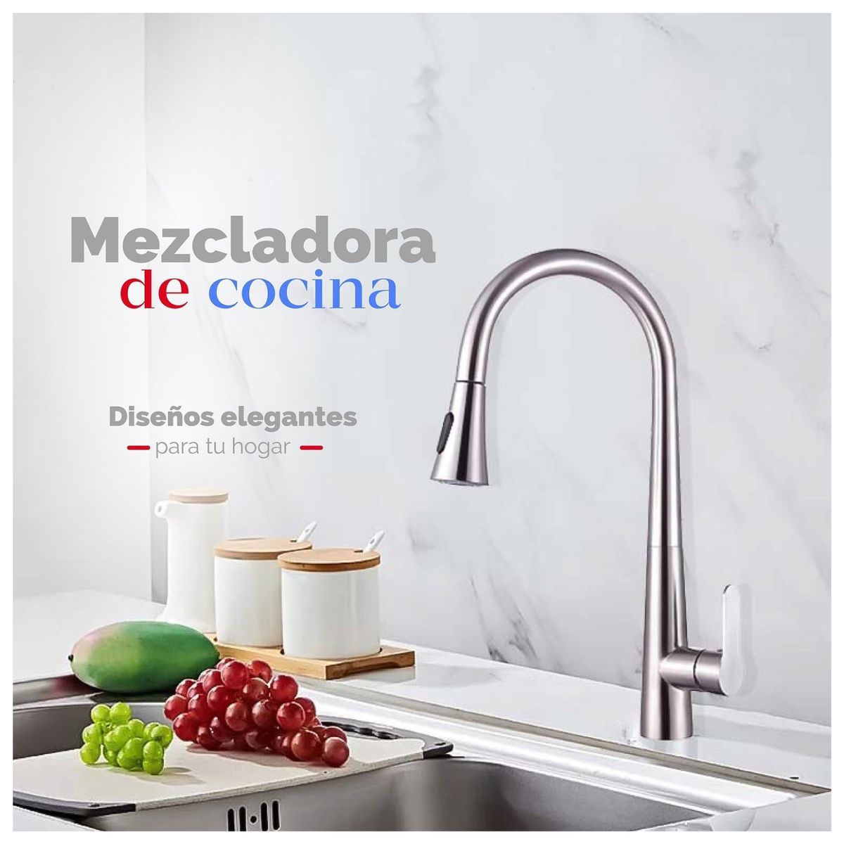 XM - Grifo Mezcladora para cocina MC 304-0600 Plateado Satinado