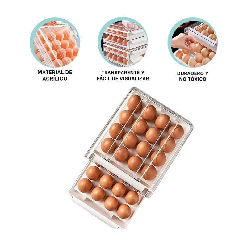 GENERICO - Pack4 Envase Practico Ligero para Huevos en Blanco