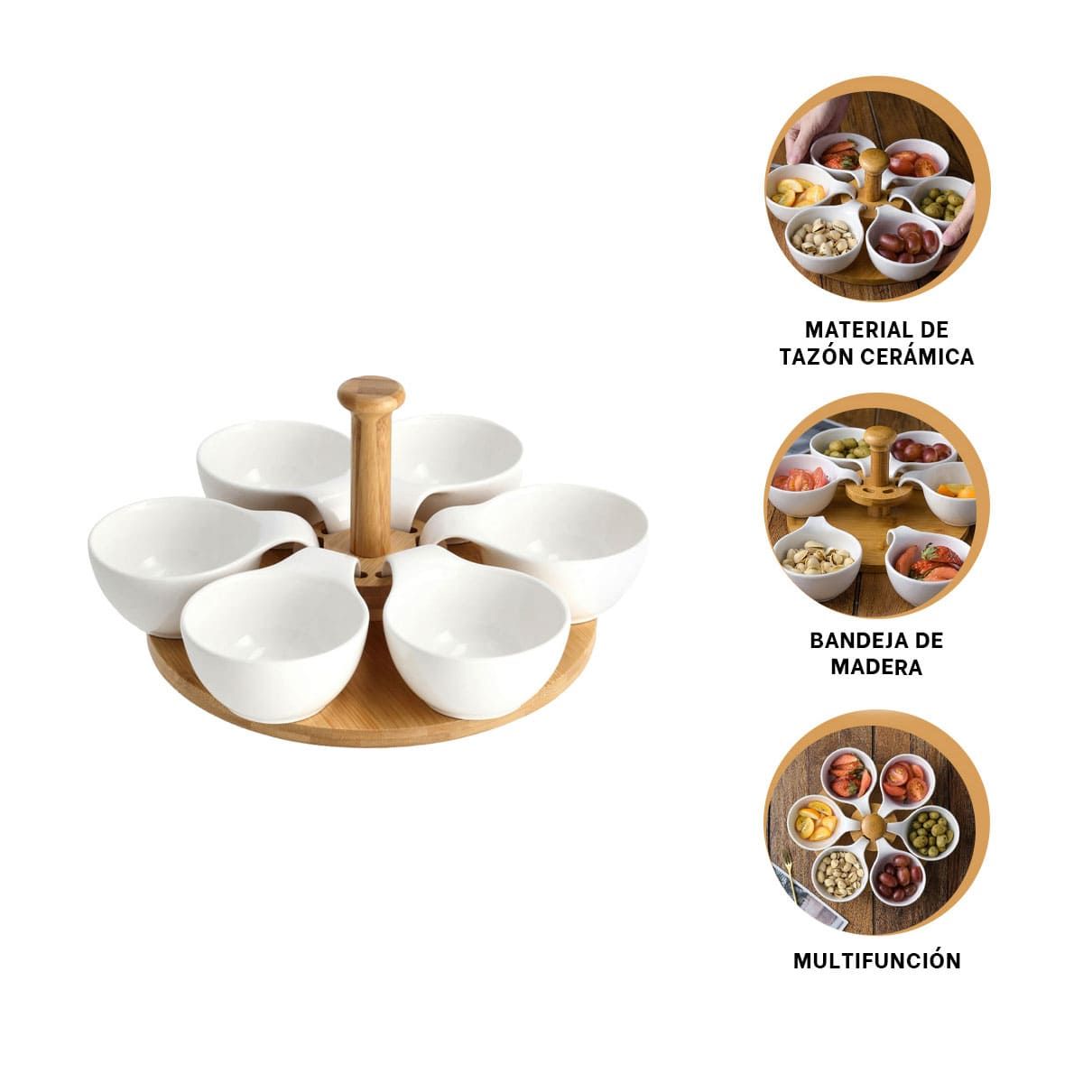 GENERICO - Pack2 Bandeja Movil de 6 Blanco y Madera Y+Regalo Stickers