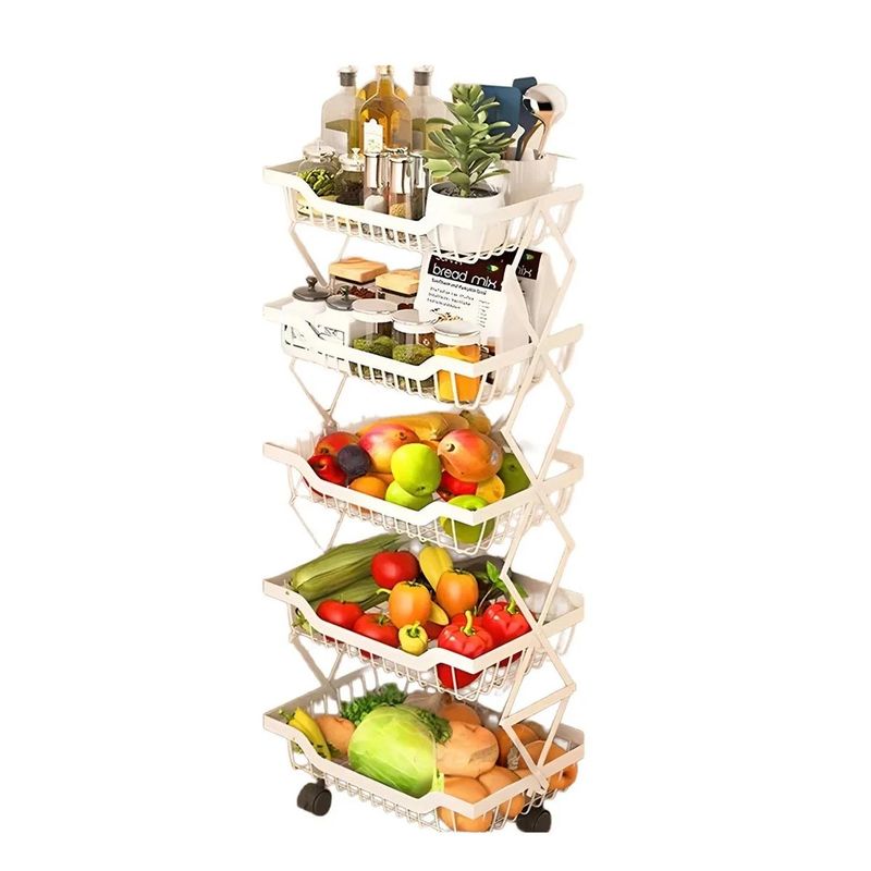 GENERICO - Verdulero Resistente Plegable para Cocina 5 Pisos Blanco