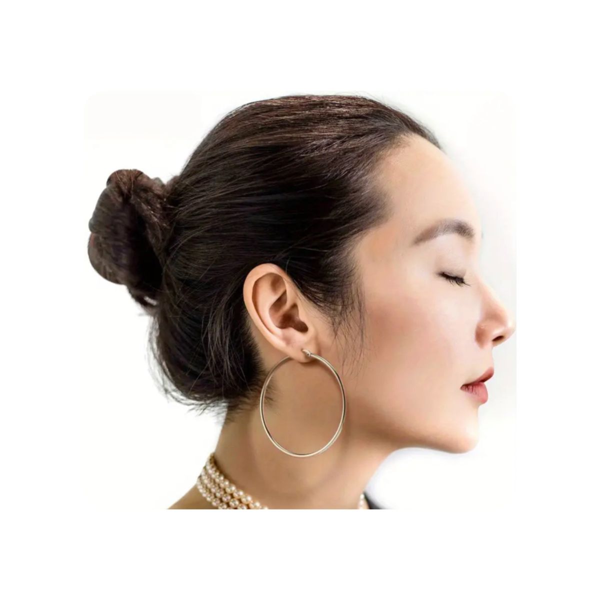 GENERICO - Aretes Acero - Argollas Lisa Grande Plateada