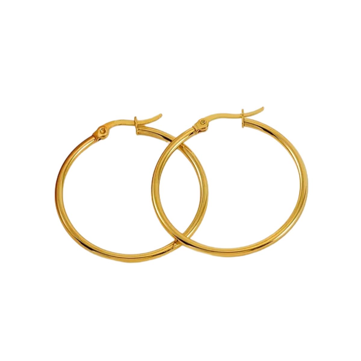 GENERICO - Aretes Acero - Argollas Lisa Mediana Dorada