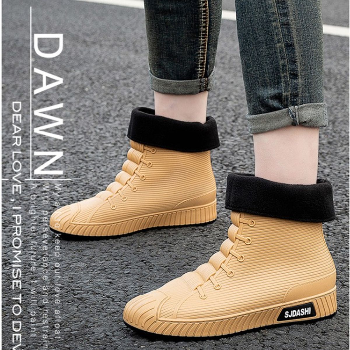 TIOZONEY - Bota de Agua Hombre-Marrón