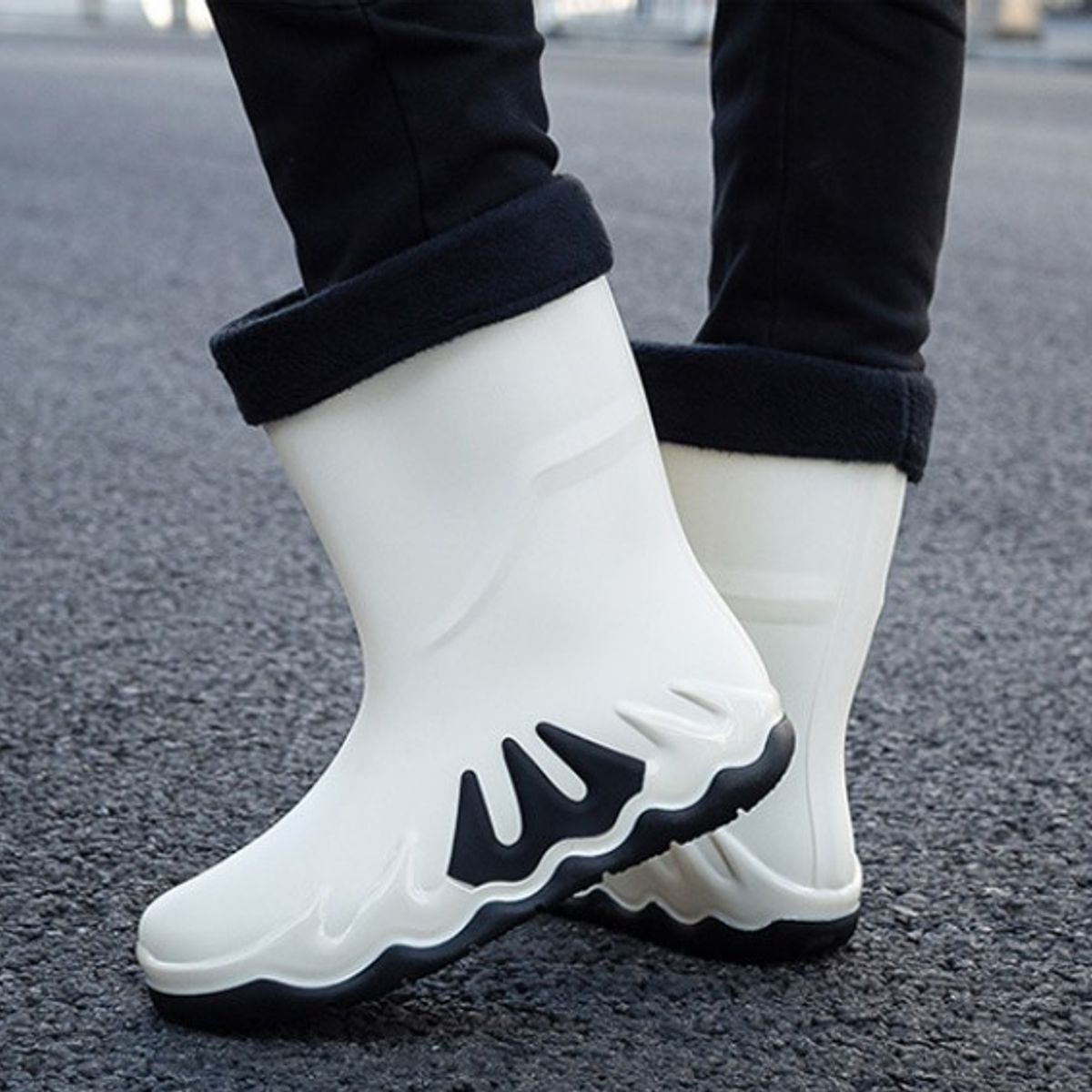 TIOZONEY - Bota de Agua Hombre-Blanco