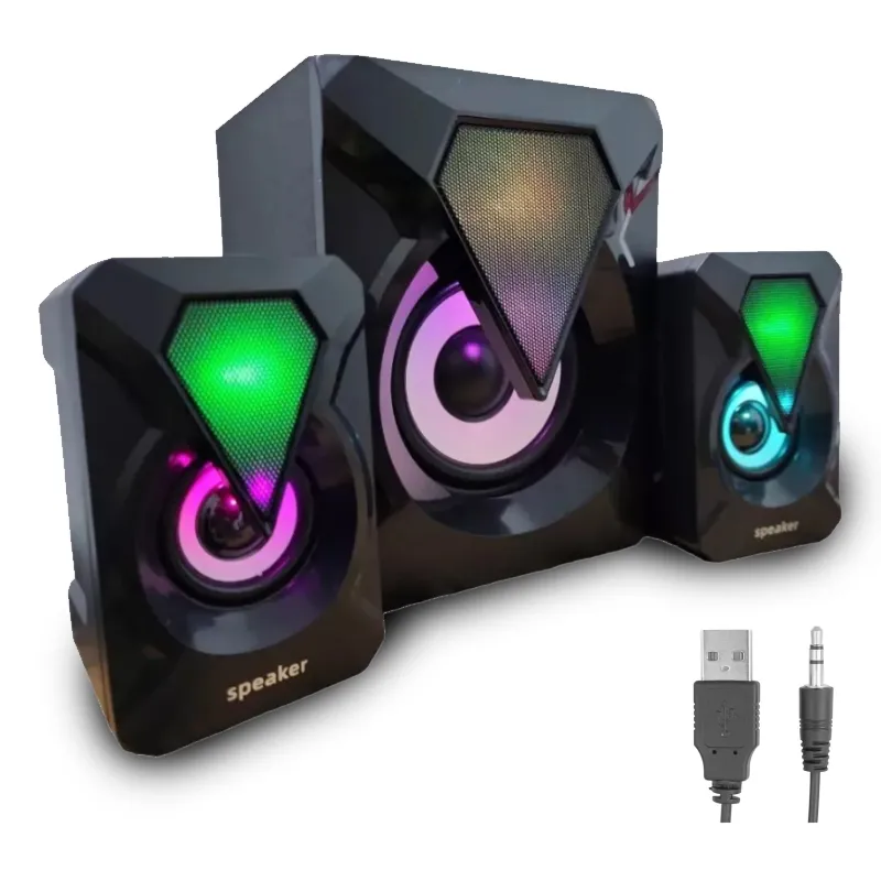 GENERICO - Parlante Multimedia Subwoofer 3 en 1 con Luces Rgb Para Pc Tv
