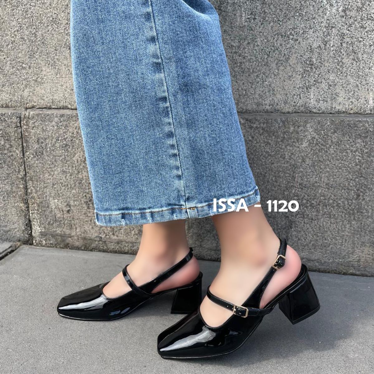 GENERICO - ESTILETOS MARY JANE EN TACO 5 CM EN COLOR NEGRO CHAROL