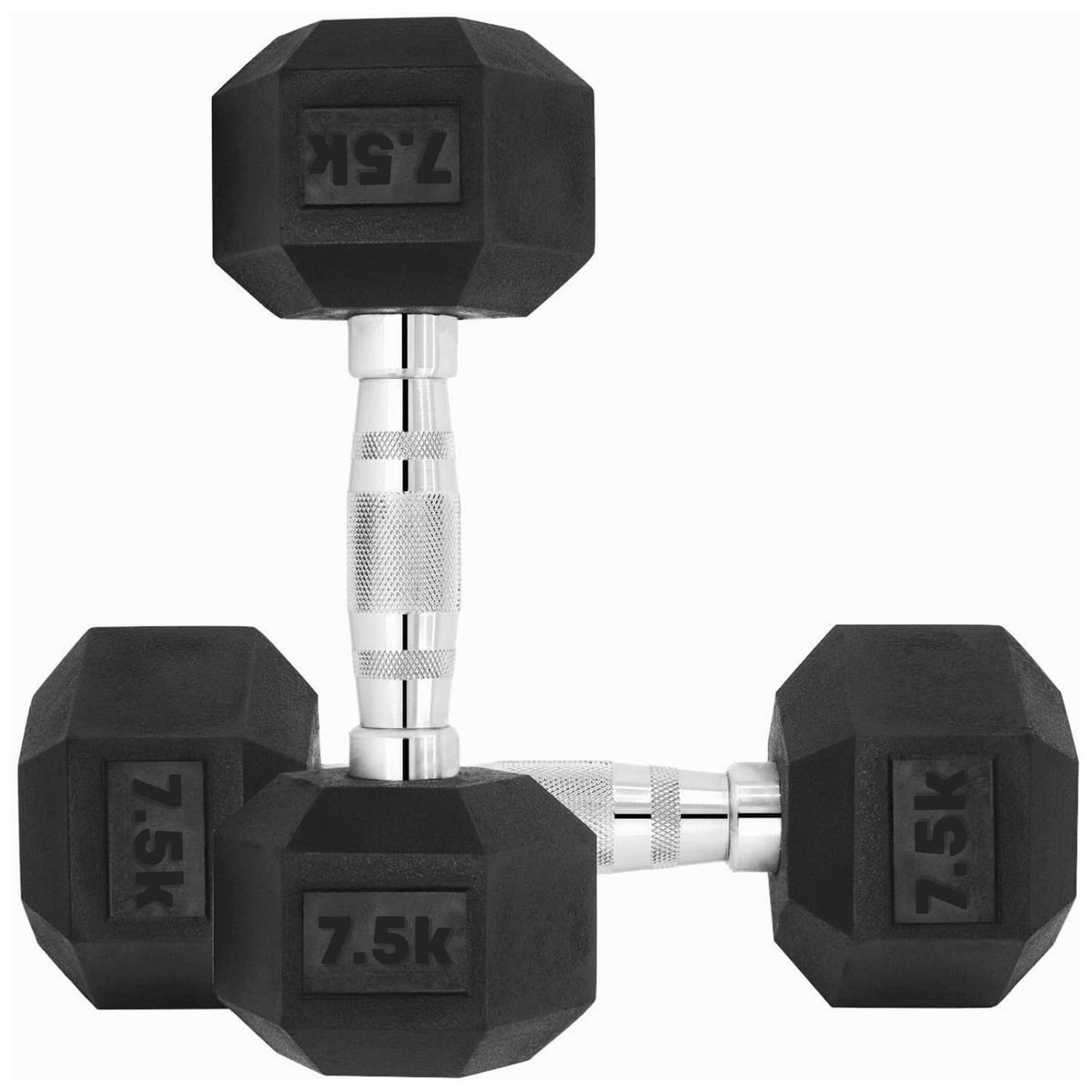 PENTHA - Mancuernas Par de Pesas Hexagonales Cromadas, Caucho 7 . 5Kg